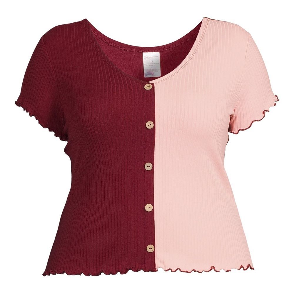 No Boundaries size XXXL Pink Colorblock Short Sleeve Tee